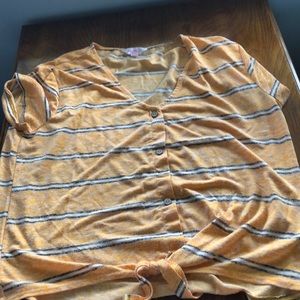 yellow and black striped t-shirt